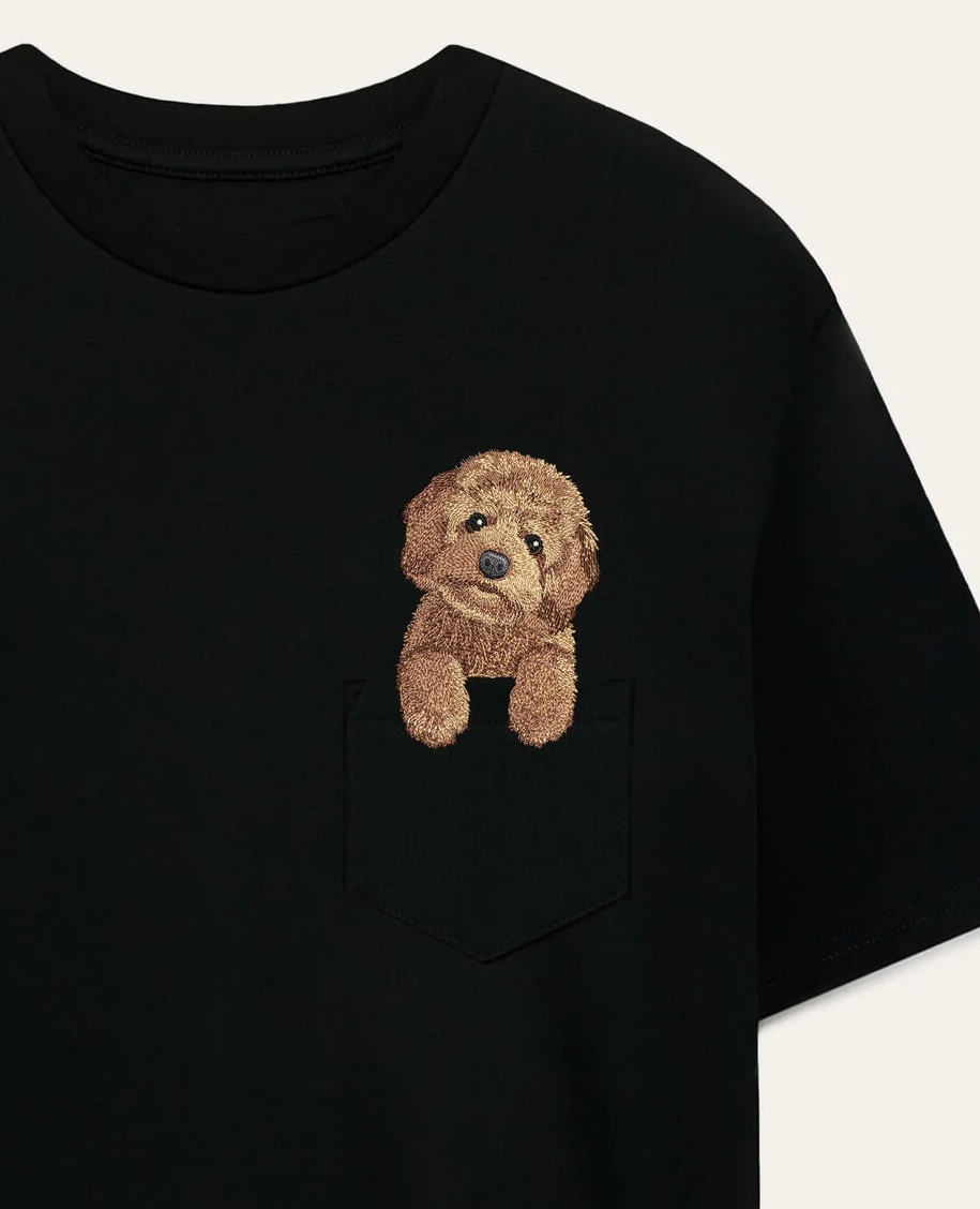 Koszulka z haftem Maltipoo (brązowy)