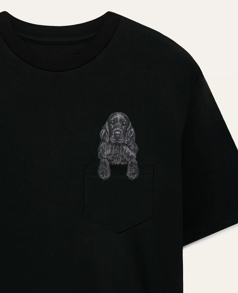 Koszulka z haftem Cocker spaniel angielski (czarny)