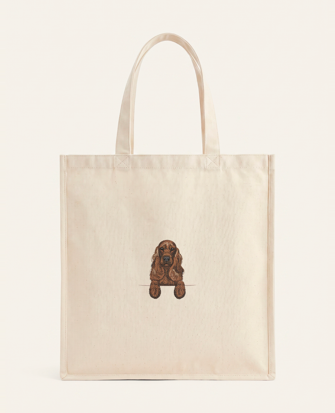 Cocker spaniel angielski (brązowy) – torba z haftem, piaskowa