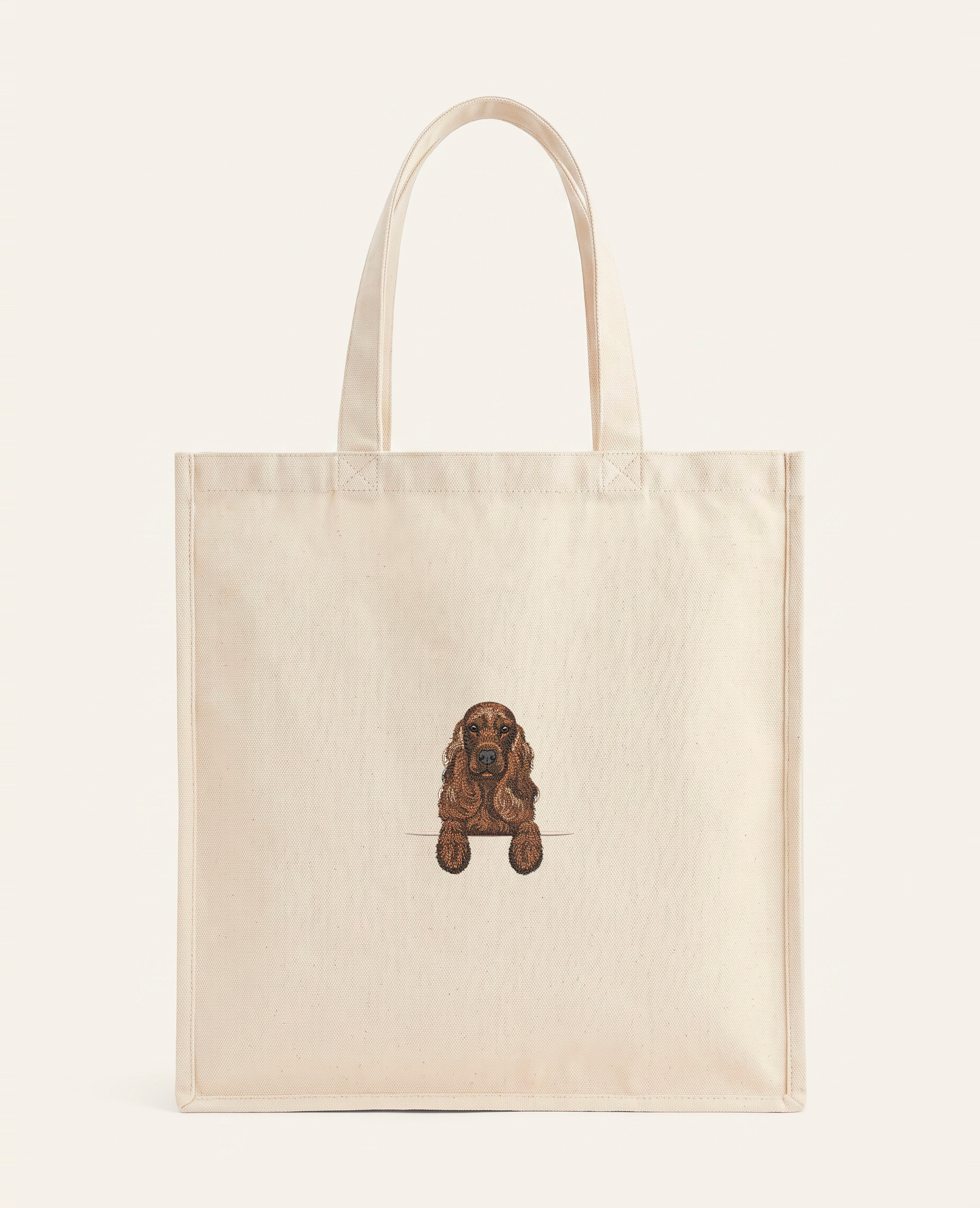 Cocker spaniel angielski (brązowy) – torba z haftem, piaskowa