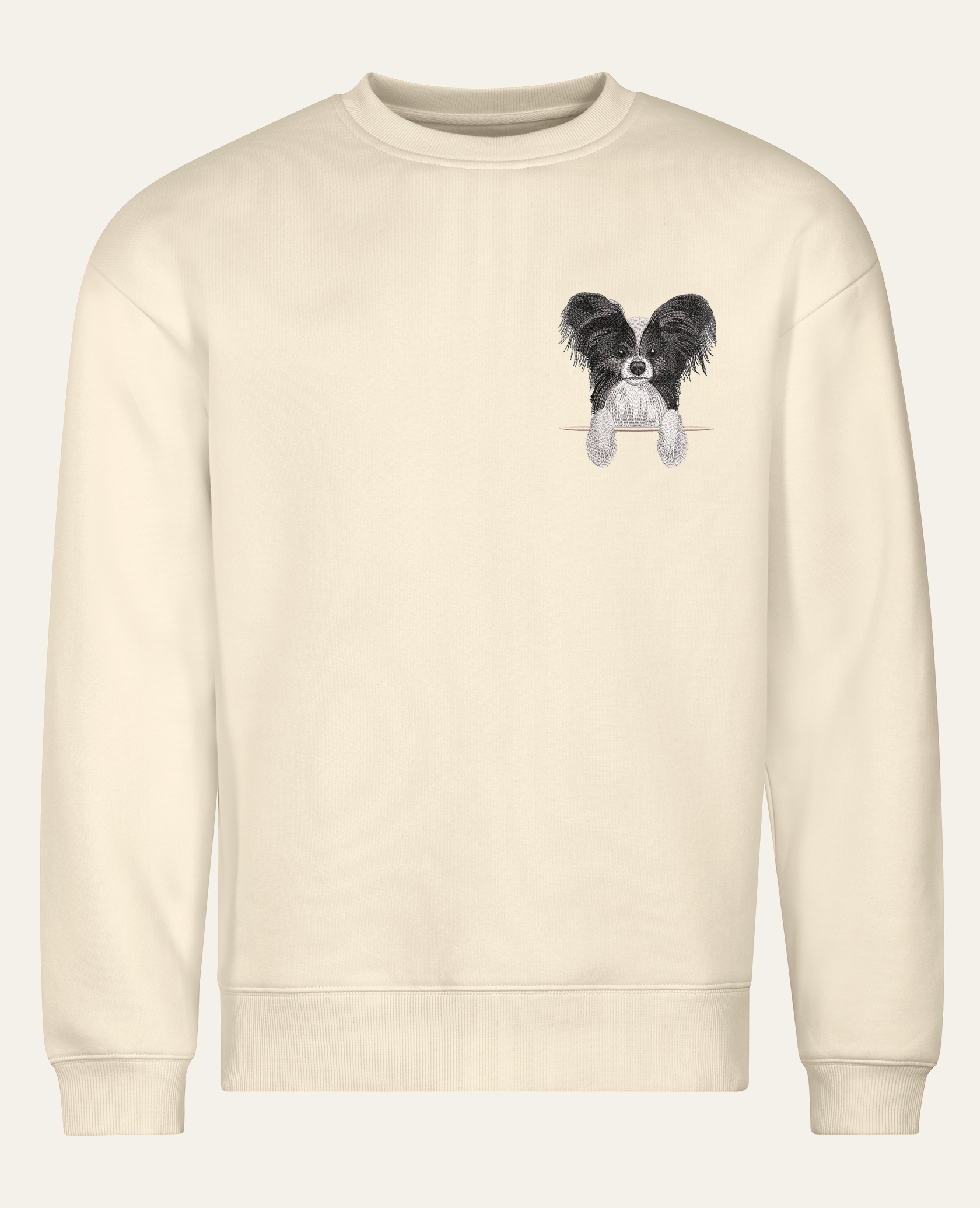 Papillon (czarny) – bluza z haftem, piaskowa (cała sylwetka)