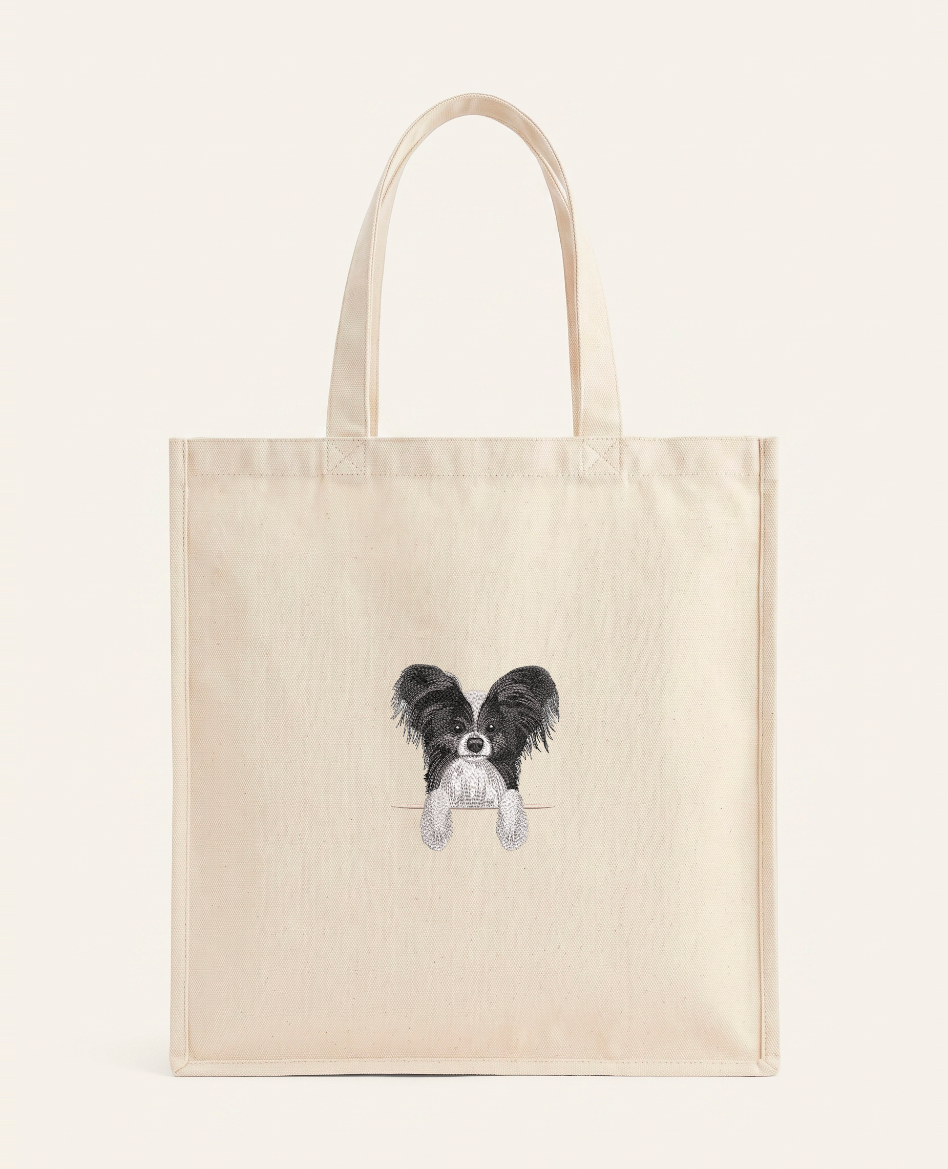 Papillon (czarny) – torba z haftem, piaskowa