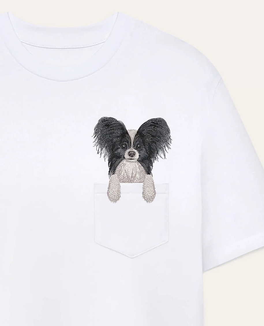 Koszulka z haftem Papillon (czarny)
