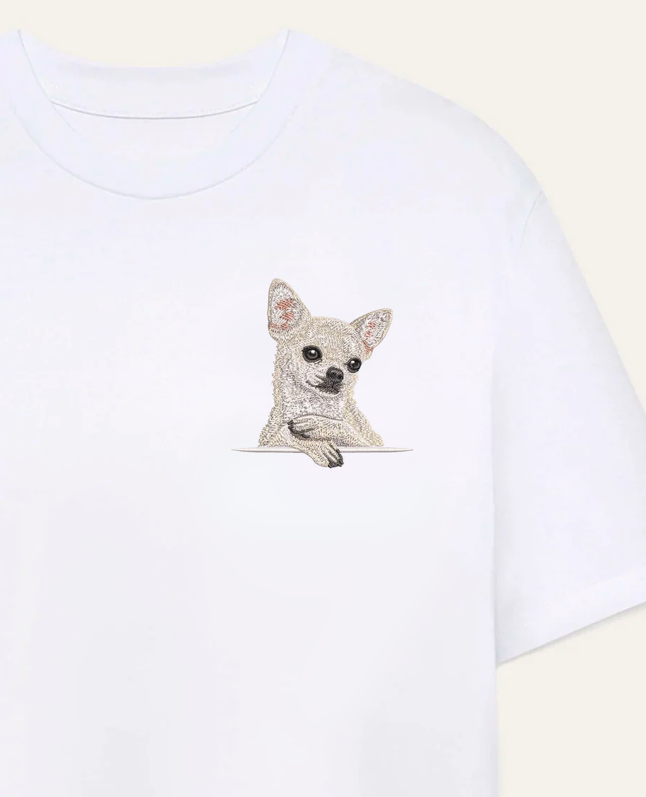 Chihuahua (beżowy) – koszulka z haftem