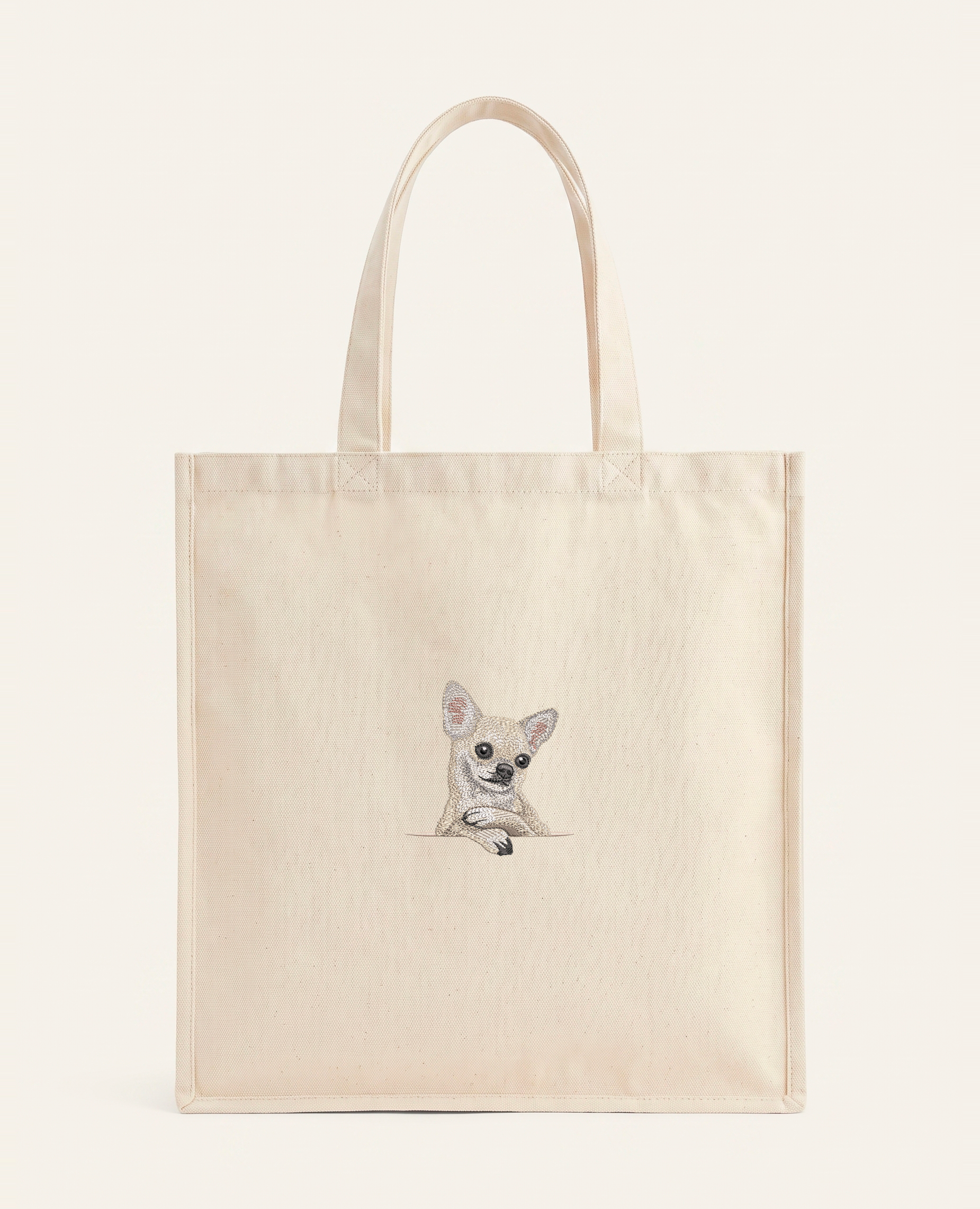 Chihuahua (beżowy) – torba z haftem, piaskowa