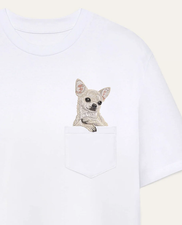 Koszulka z haftem Chihuahua (beżowy)