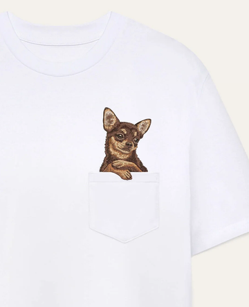 Koszulka z haftem Chihuahua (czekoladowy)