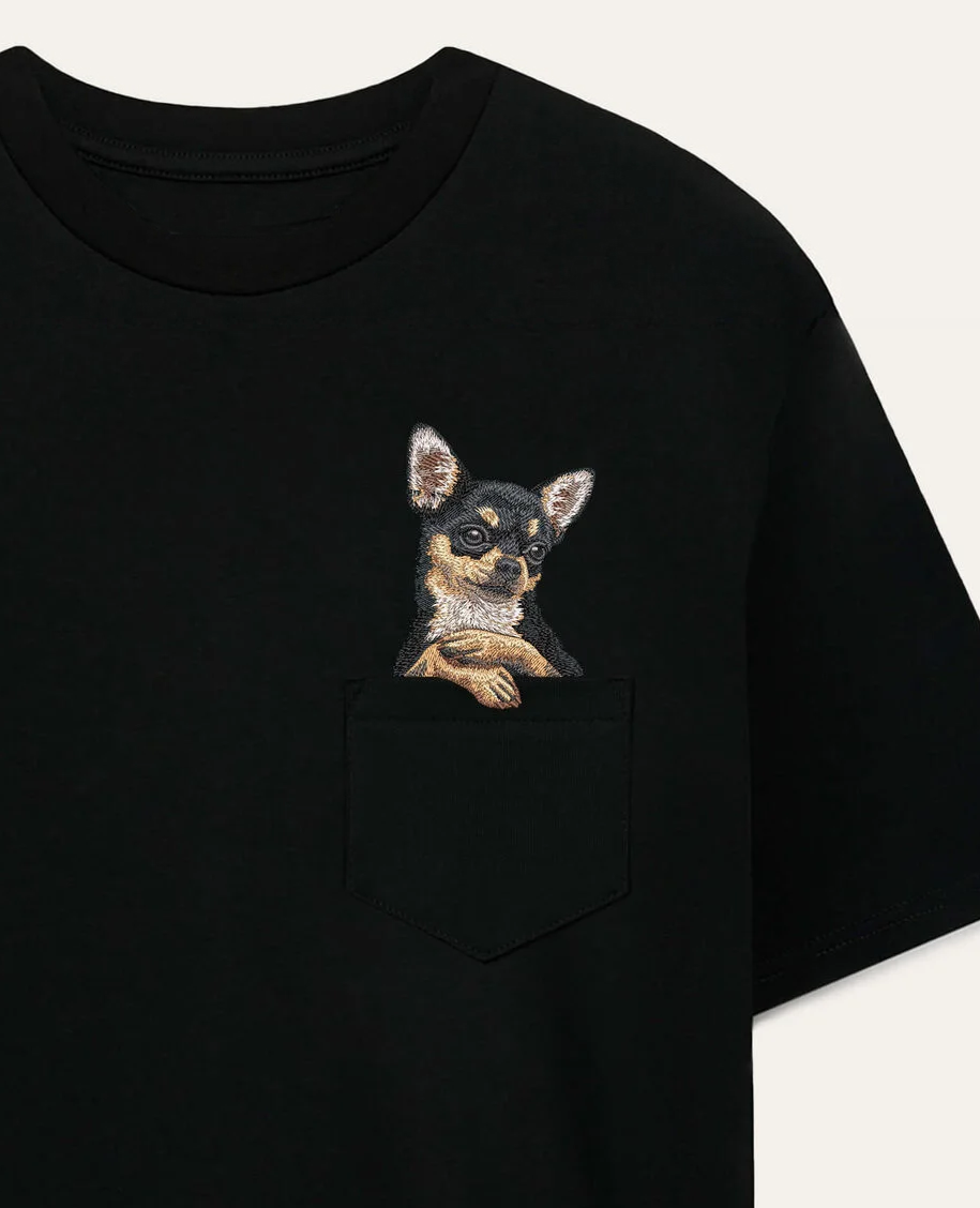 Koszulka z haftem Chihuahua (czarny)