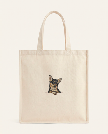 Chihuahua (czarny) – torba z haftem, piaskowa