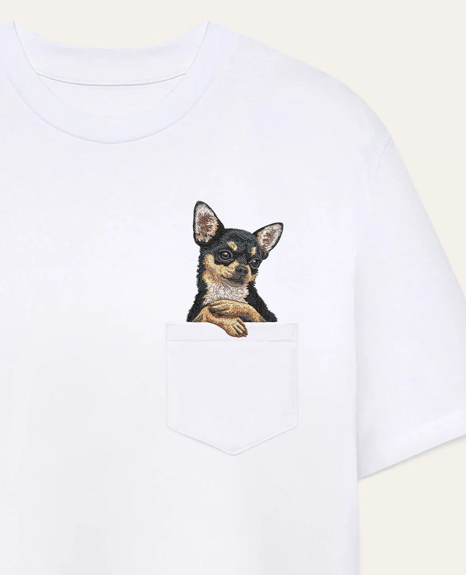 Koszulka z haftem Chihuahua (czarny)