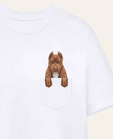 Koszulka z haftem Pitbull (brązowy)