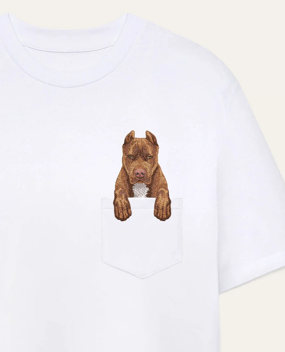 Koszulka z haftem Pitbull (brązowy)