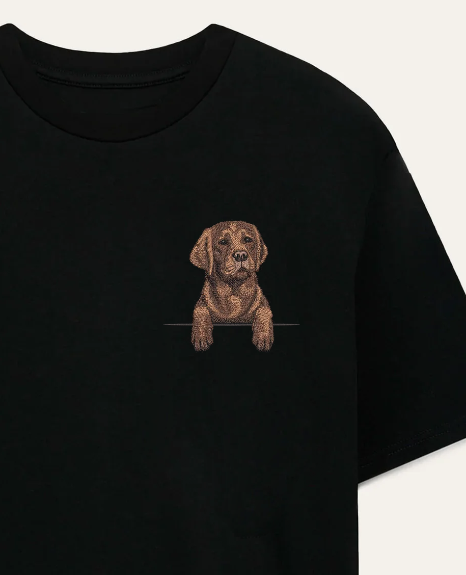 Labrador retriever (czekoladowy) – koszulka z haftem