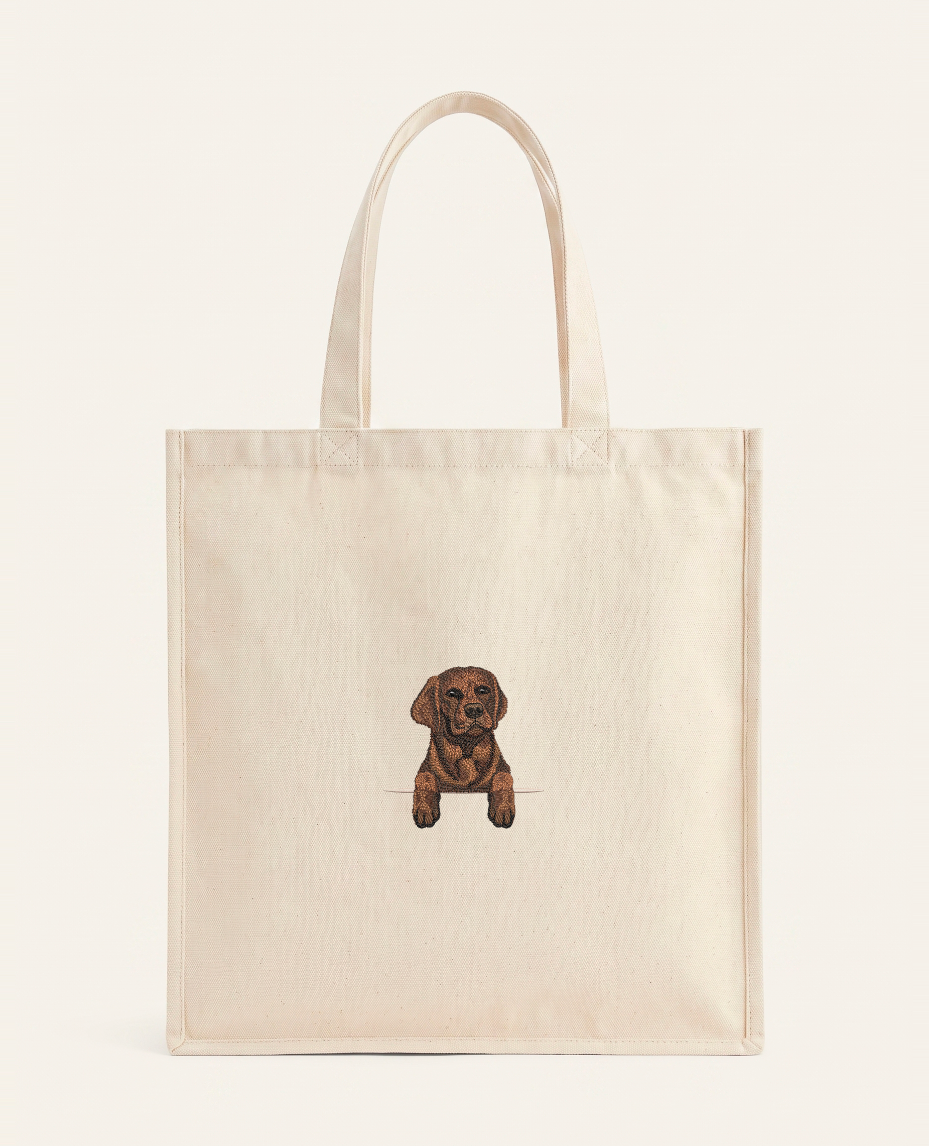 Labrador retriever (czekoladowy) – torba z haftem, piaskowa