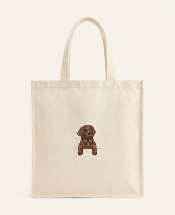 Labrador retriever (czekoladowy) – torba z haftem, piaskowa