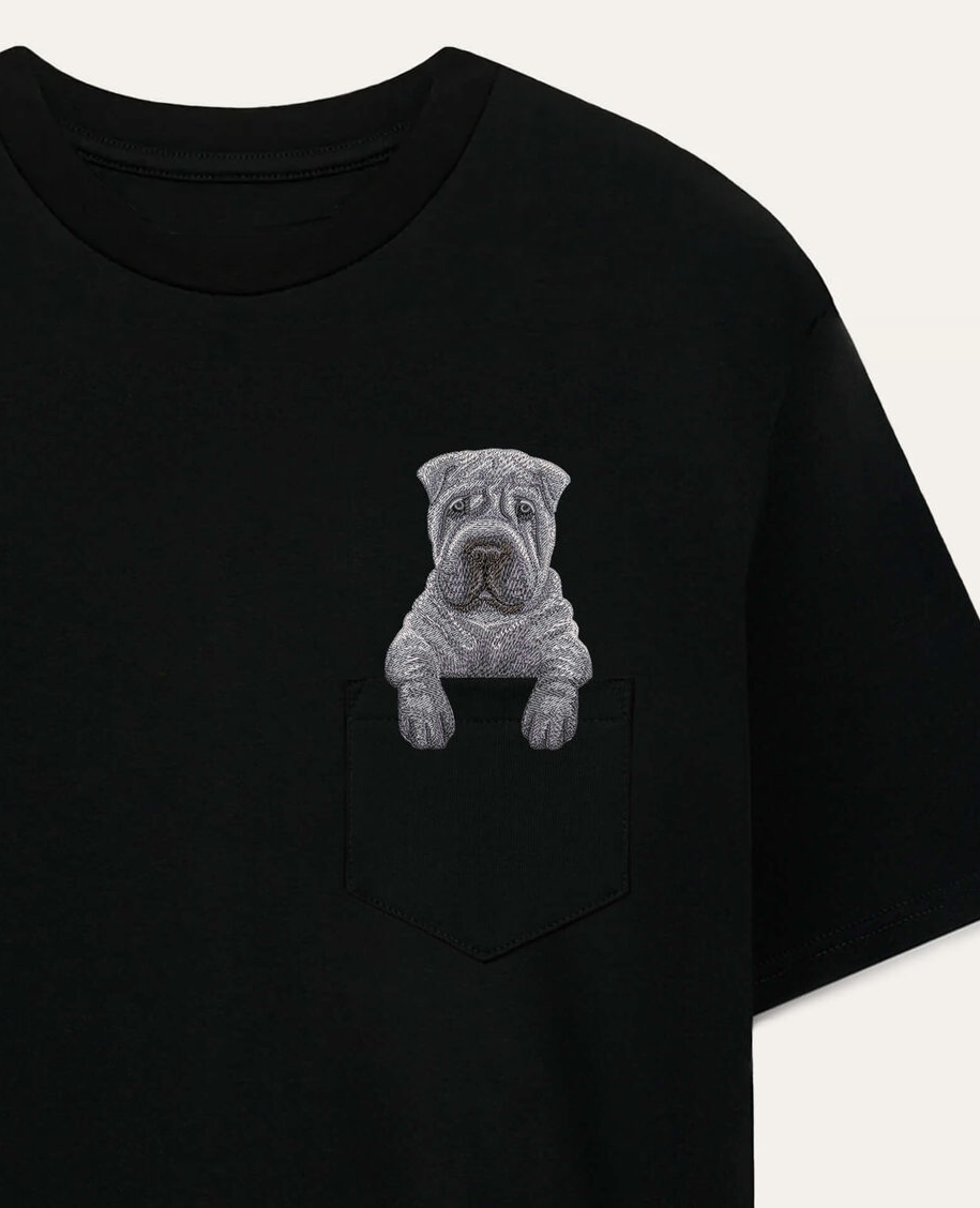 Koszulka z haftem Shar pei (szary)