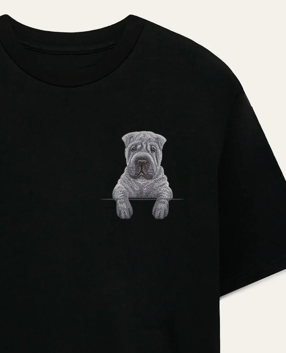 Shar pei (szary) – koszulka z haftem