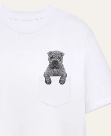 Koszulka z haftem Shar pei (szary)