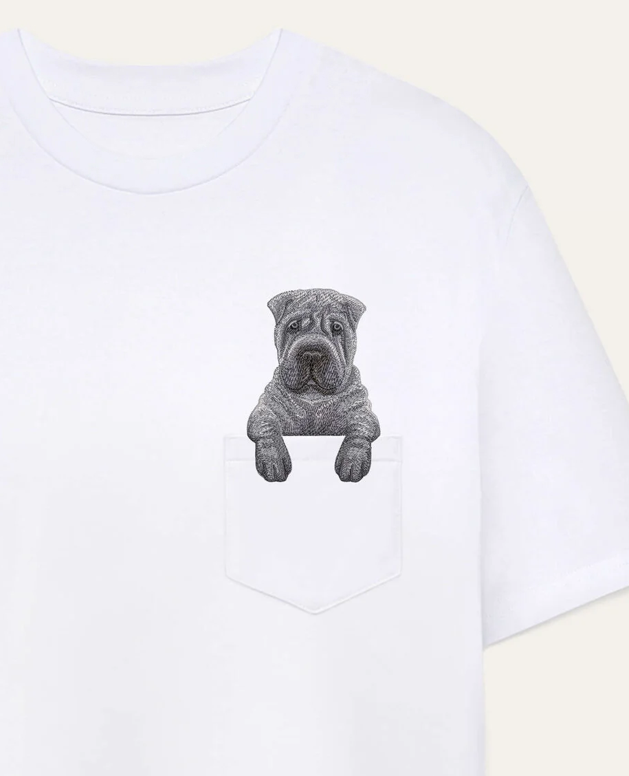 Koszulka z haftem Shar pei (szary)
