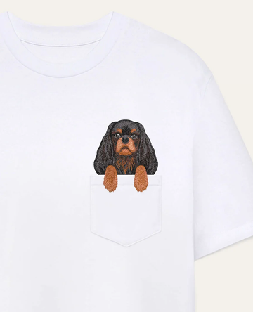Koszulka z haftem cavalier King Charles Spaniel (czarno-podpalany)