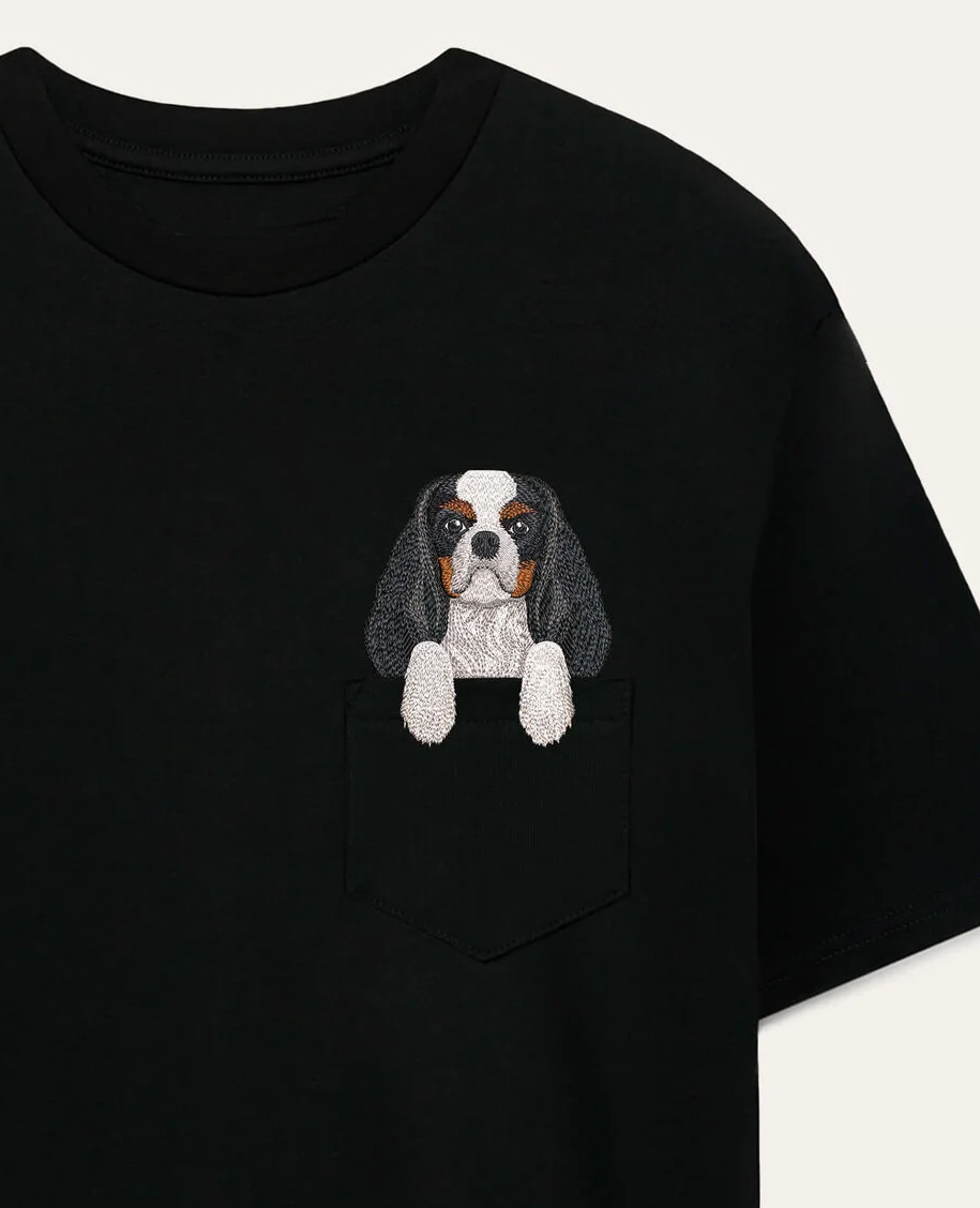 Koszulka z haftem cavalier King Charles Spaniel (tricolor)