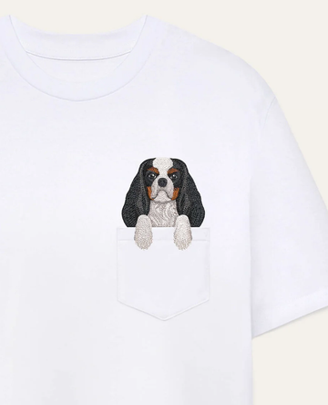 Koszulka z haftem cavalier King Charles Spaniel (tricolor)