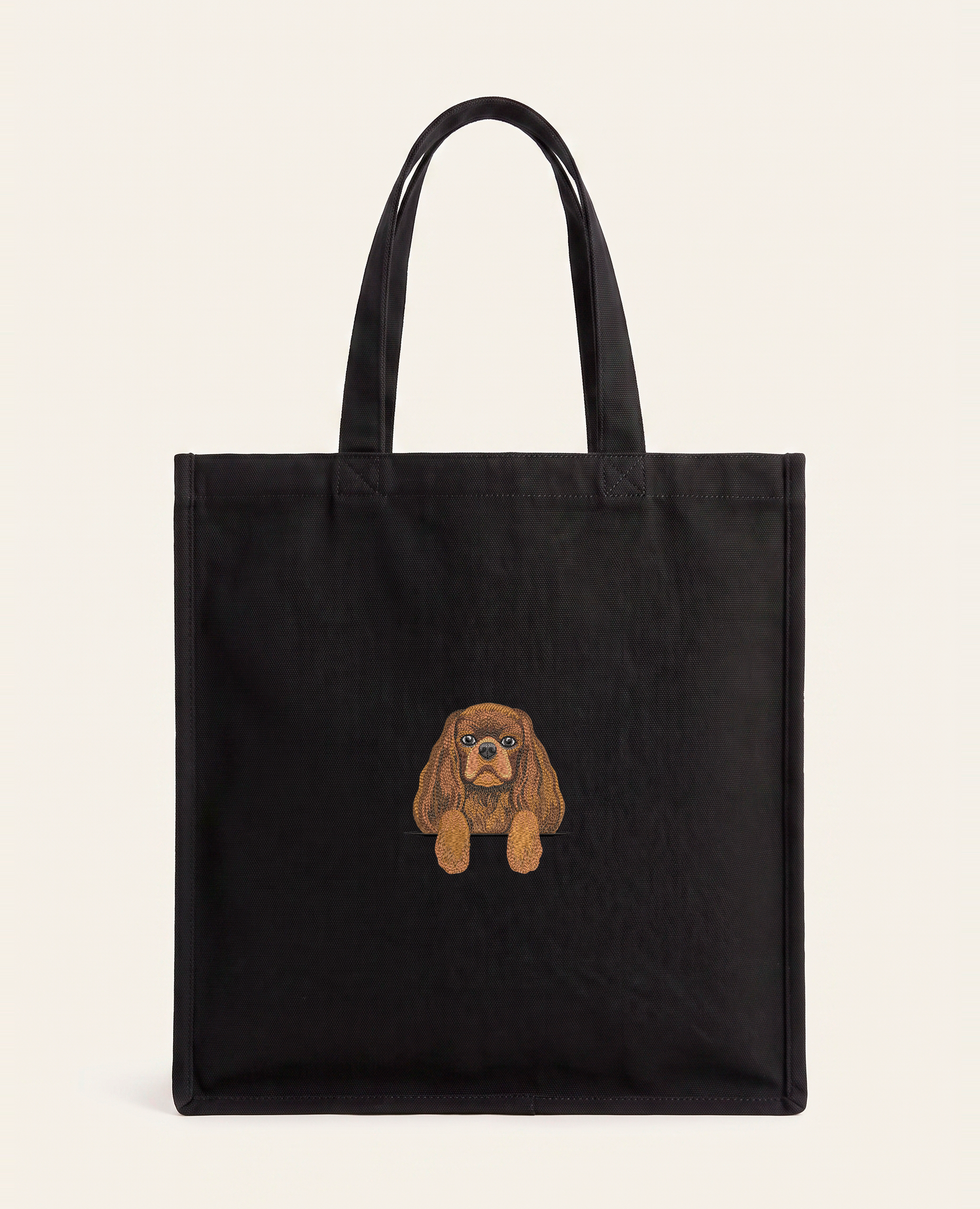 Cavalier King Charles Spaniel (ruby) – torba z haftem, czarna