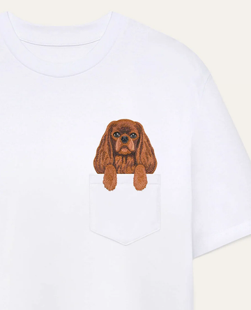 Koszulka z haftem cavalier King Charles Spaniel (ruby)