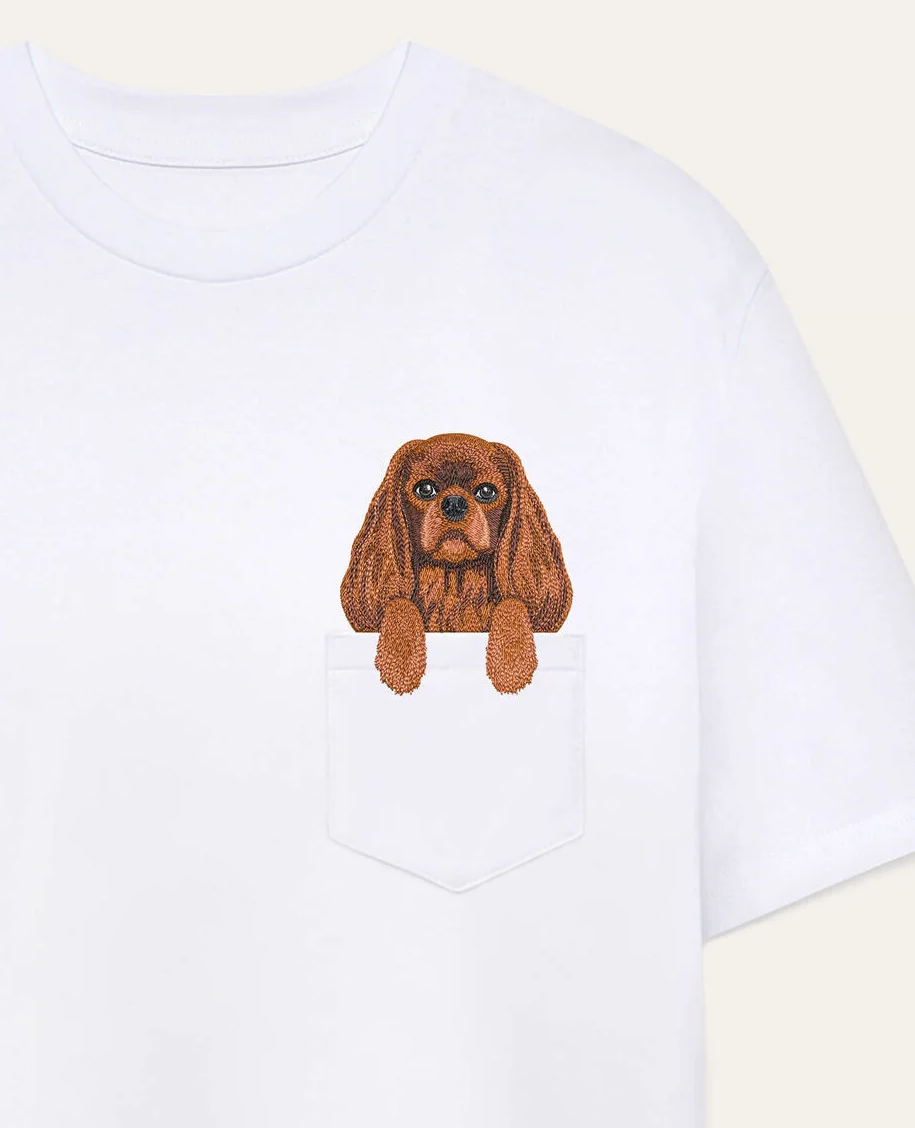 Koszulka z haftem cavalier King Charles Spaniel (ruby)