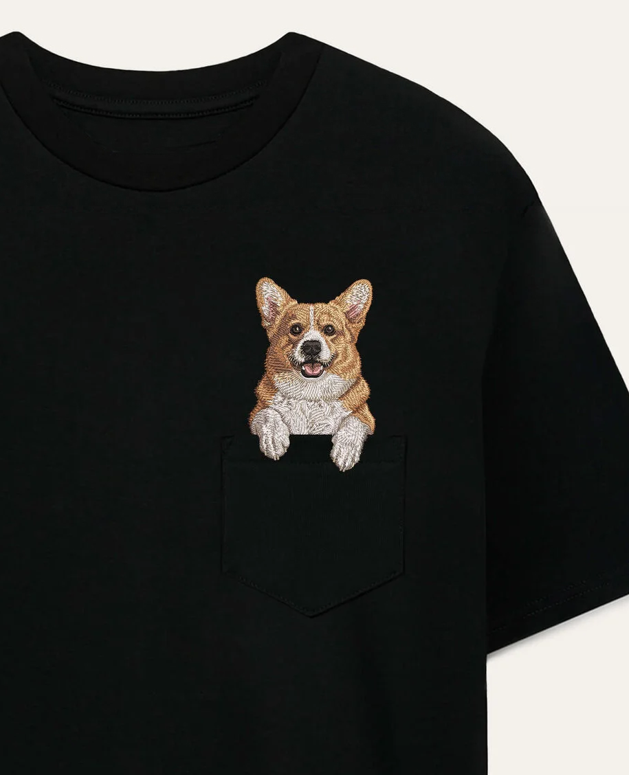 Koszulka z haftem Corgi 2025