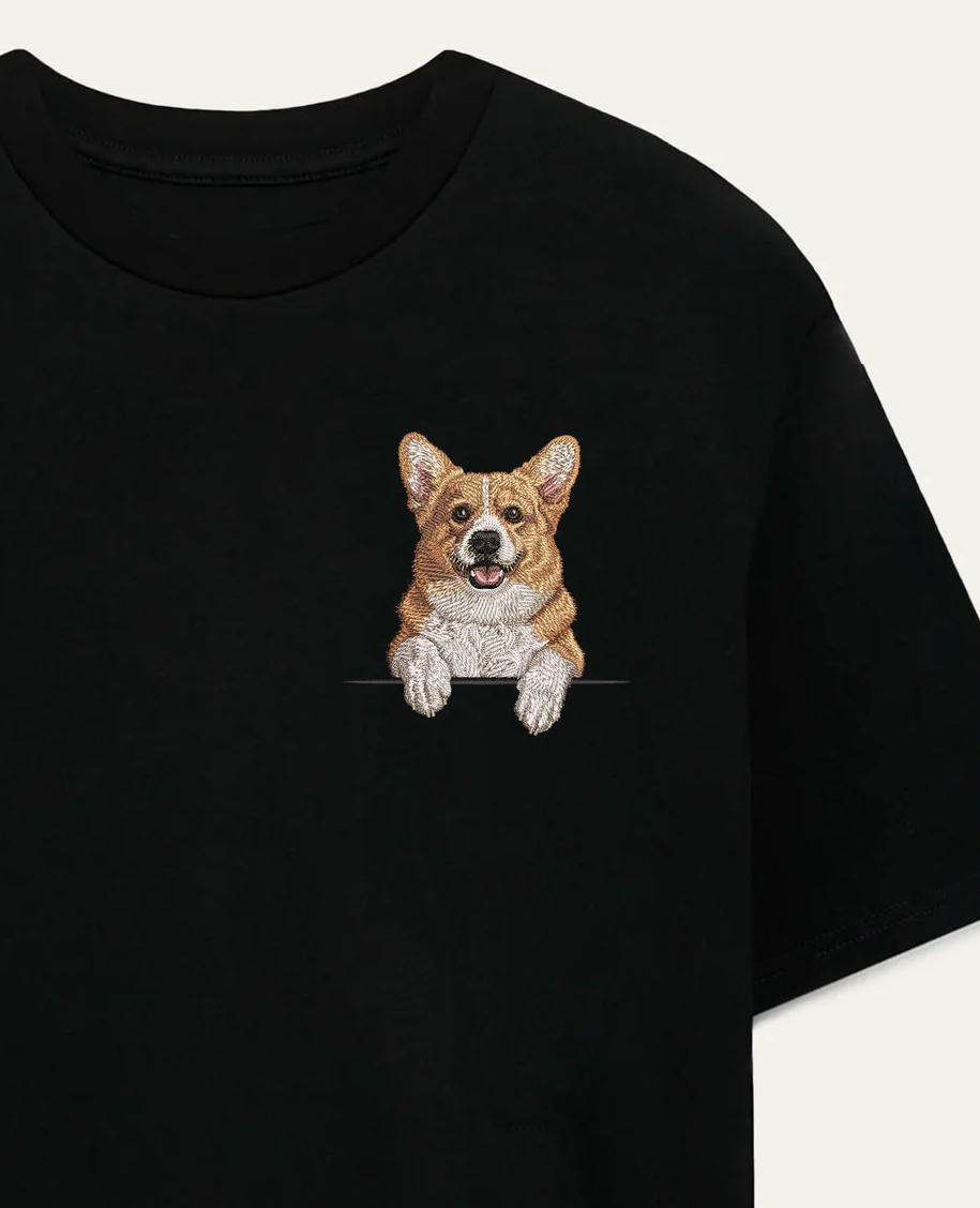 Corgi (rudo-biały) wzór 2 – koszulka z haftem
