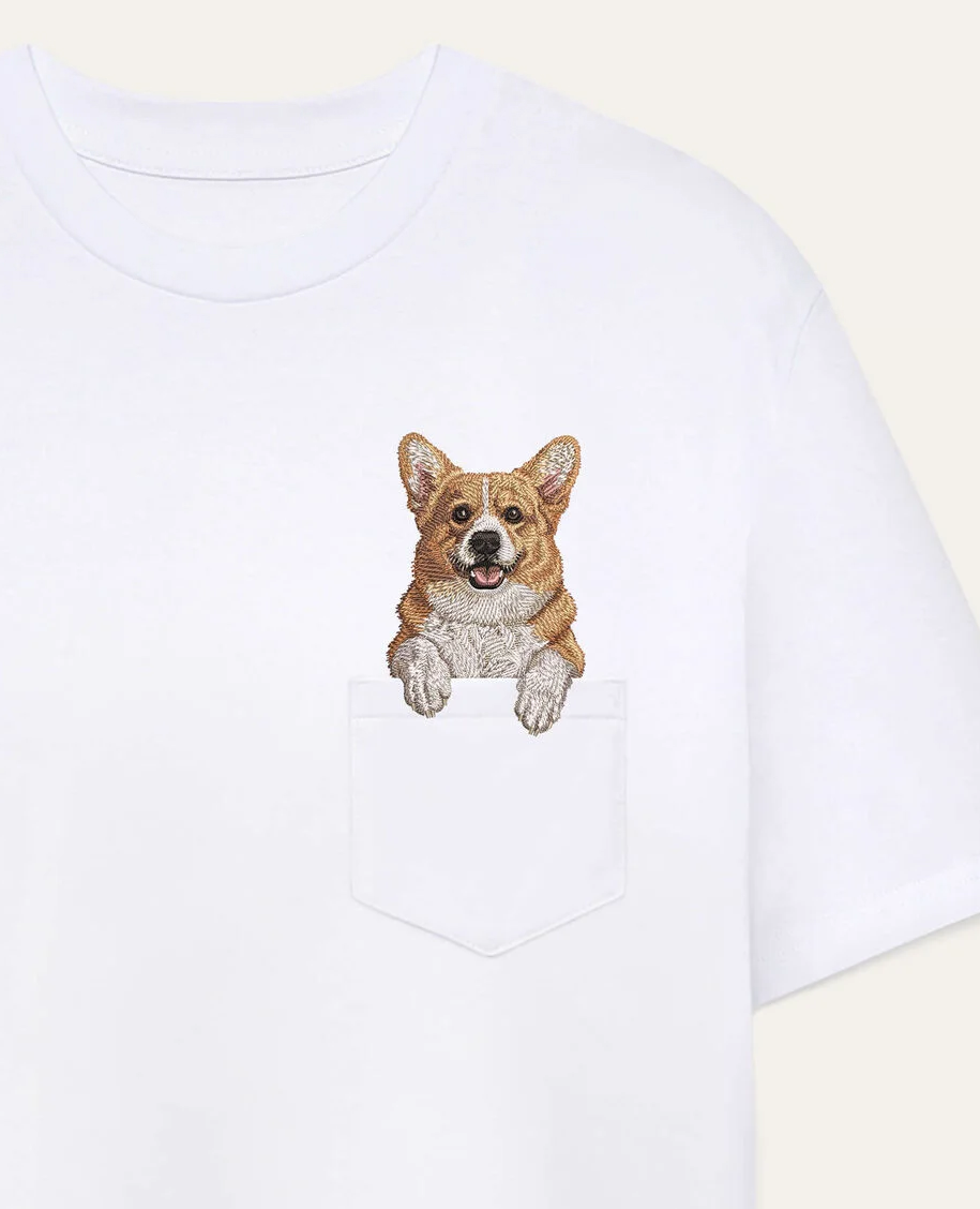 Koszulka z haftem Corgi 2025