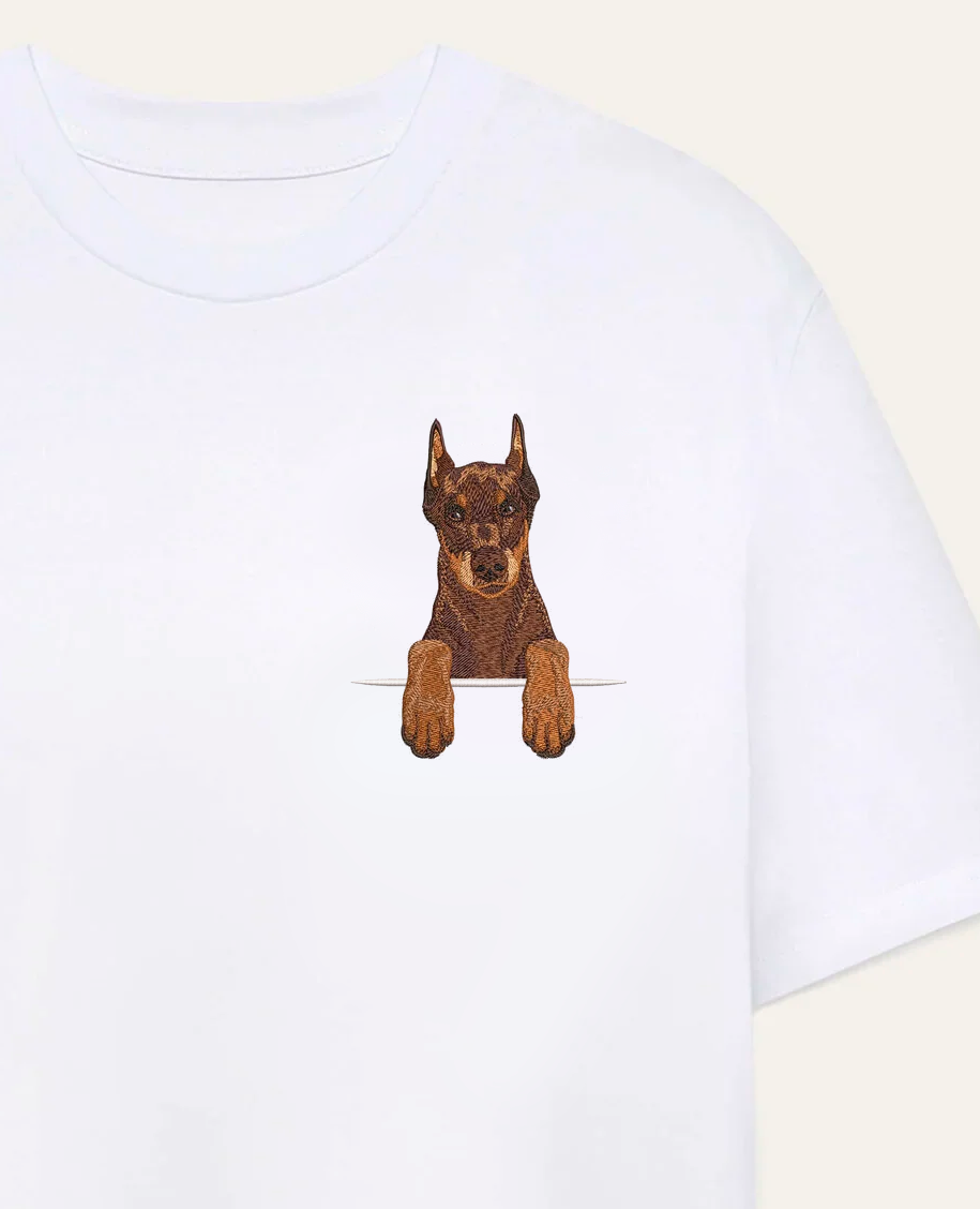 Doberman (brązowy) – koszulka z haftem