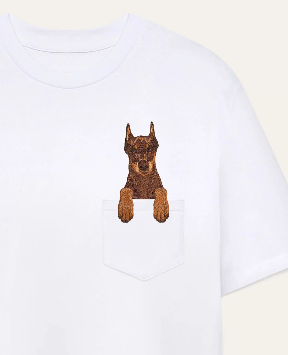 Koszulka z haftem Doberman (brązowy)