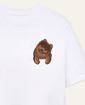 Szpic miniaturowy pomeranian (brązowy) – koszulka z haftem