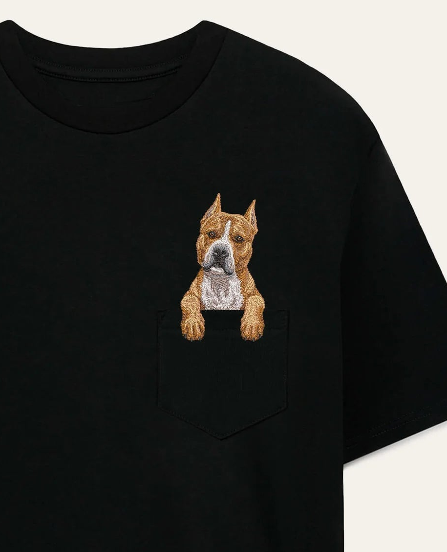 Koszulka z haftem Staffordshire terrier (brązowy)