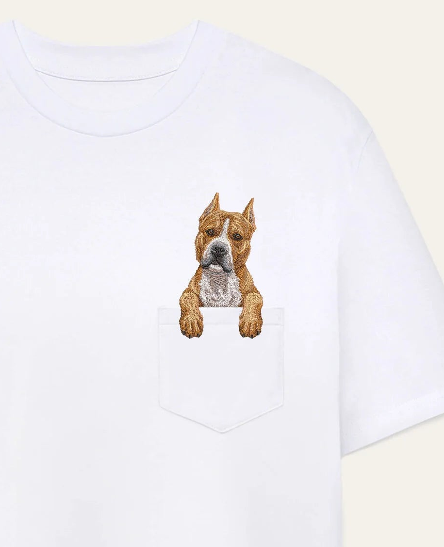 Koszulka z haftem Staffordshire terrier (brązowy)