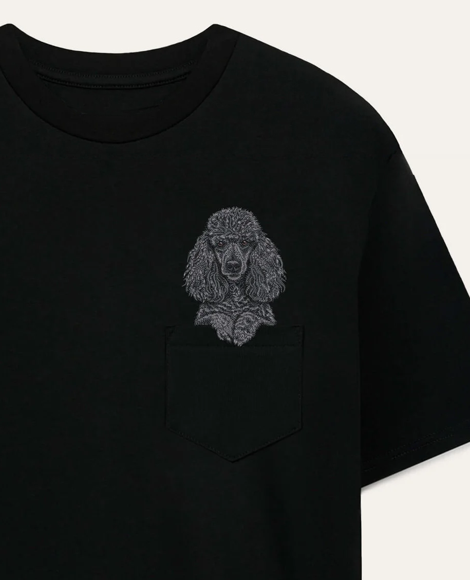 Koszulka z haftem Pudel królewski (czarny)