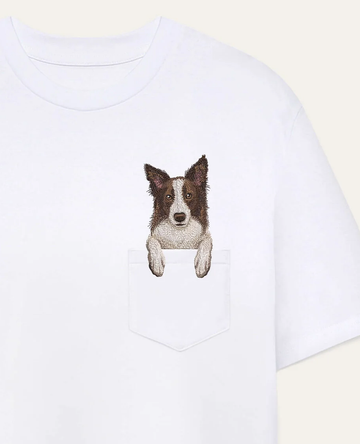 Koszulka z haftem Border collie (brązowy)