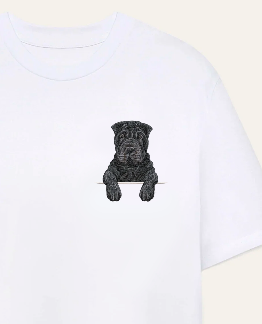 Shar pei (czarny) – koszulka z haftem