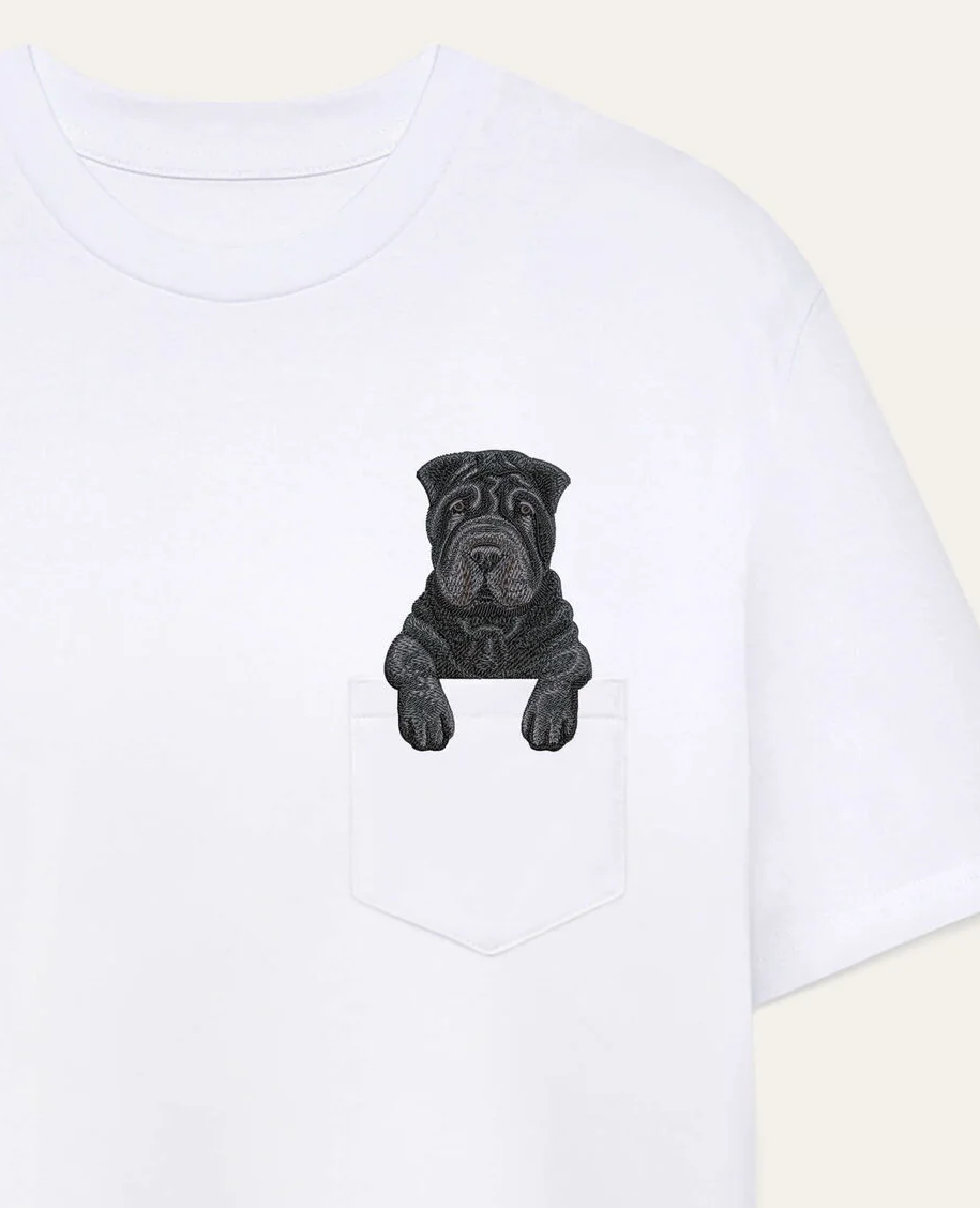 Koszulka z haftem Shar pei (czarny)