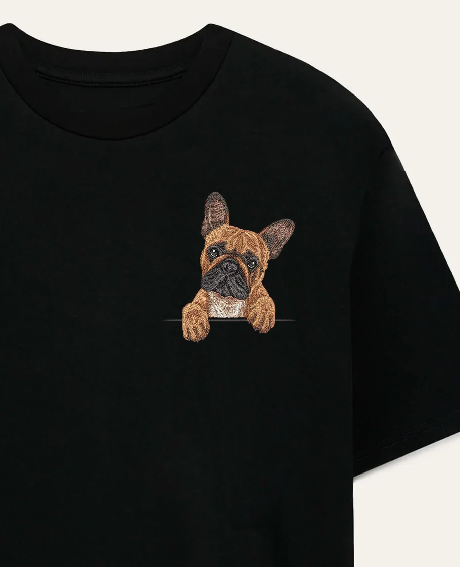 Buldog francuski (brązowy) – koszulka z haftem
