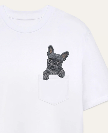 Koszulka z haftem Buldog francuski (szary)