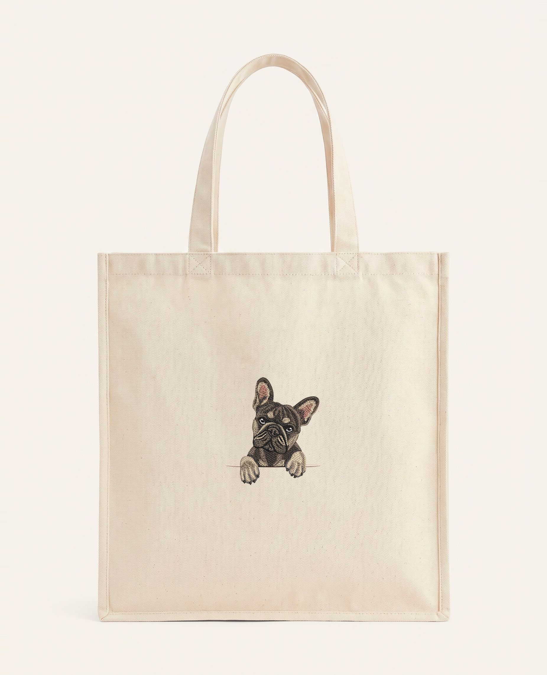 Buldog francuski (blue tan) – torba z haftem, piaskowa