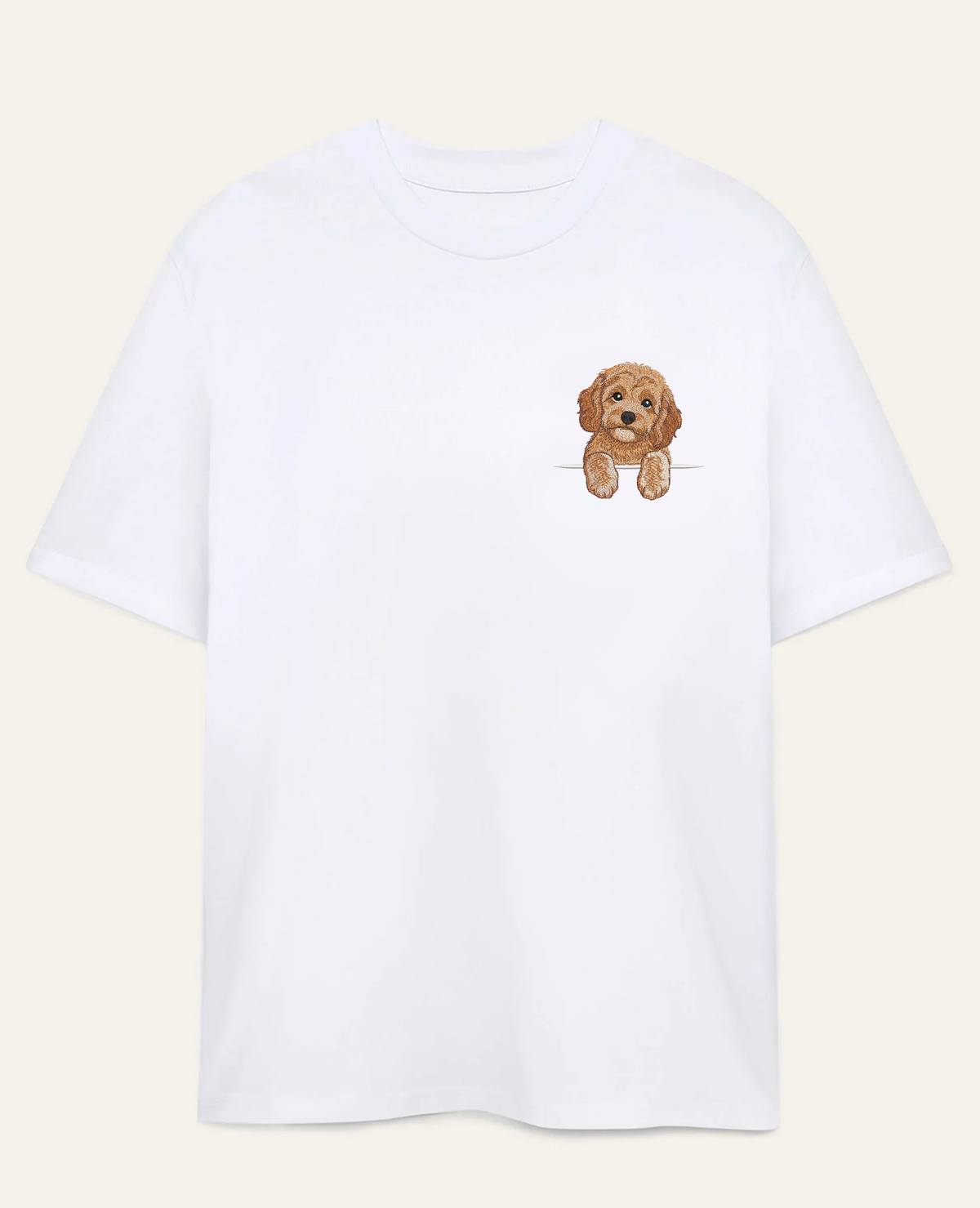 Cavapoo (morelowy) – koszulka z haftem