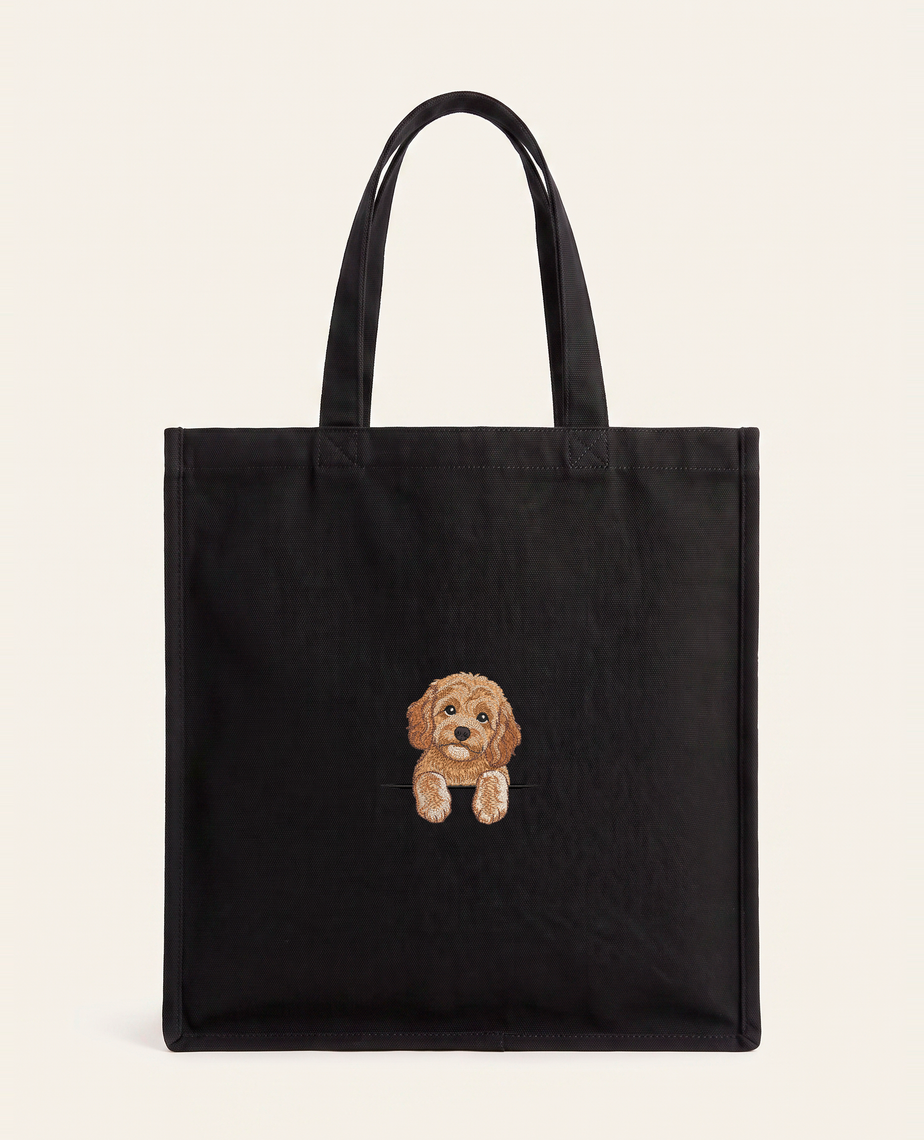 Cavapoo (morelowy) – torba z haftem, czarna