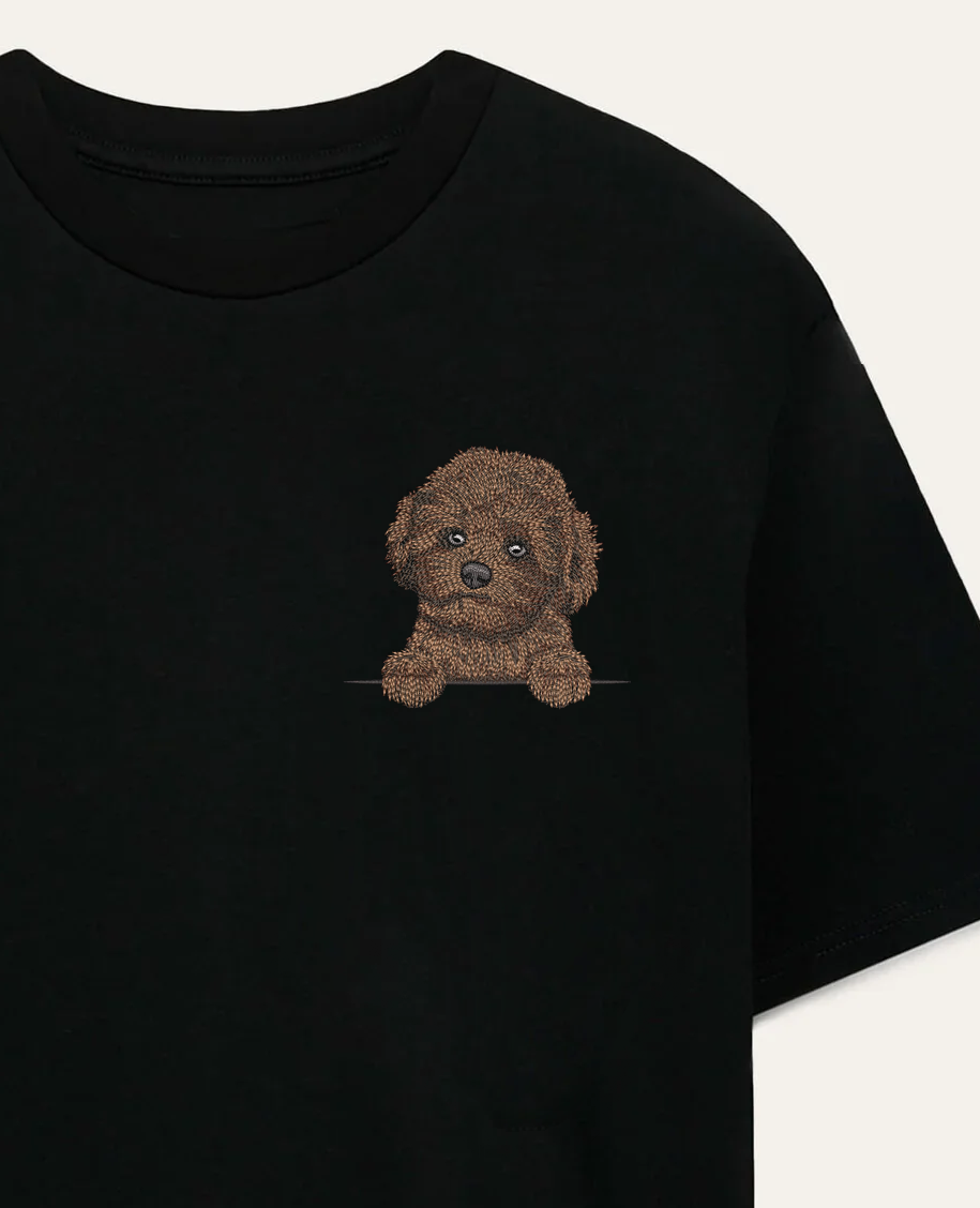 Maltipoo mini (czekoladowy) – koszulka z haftem