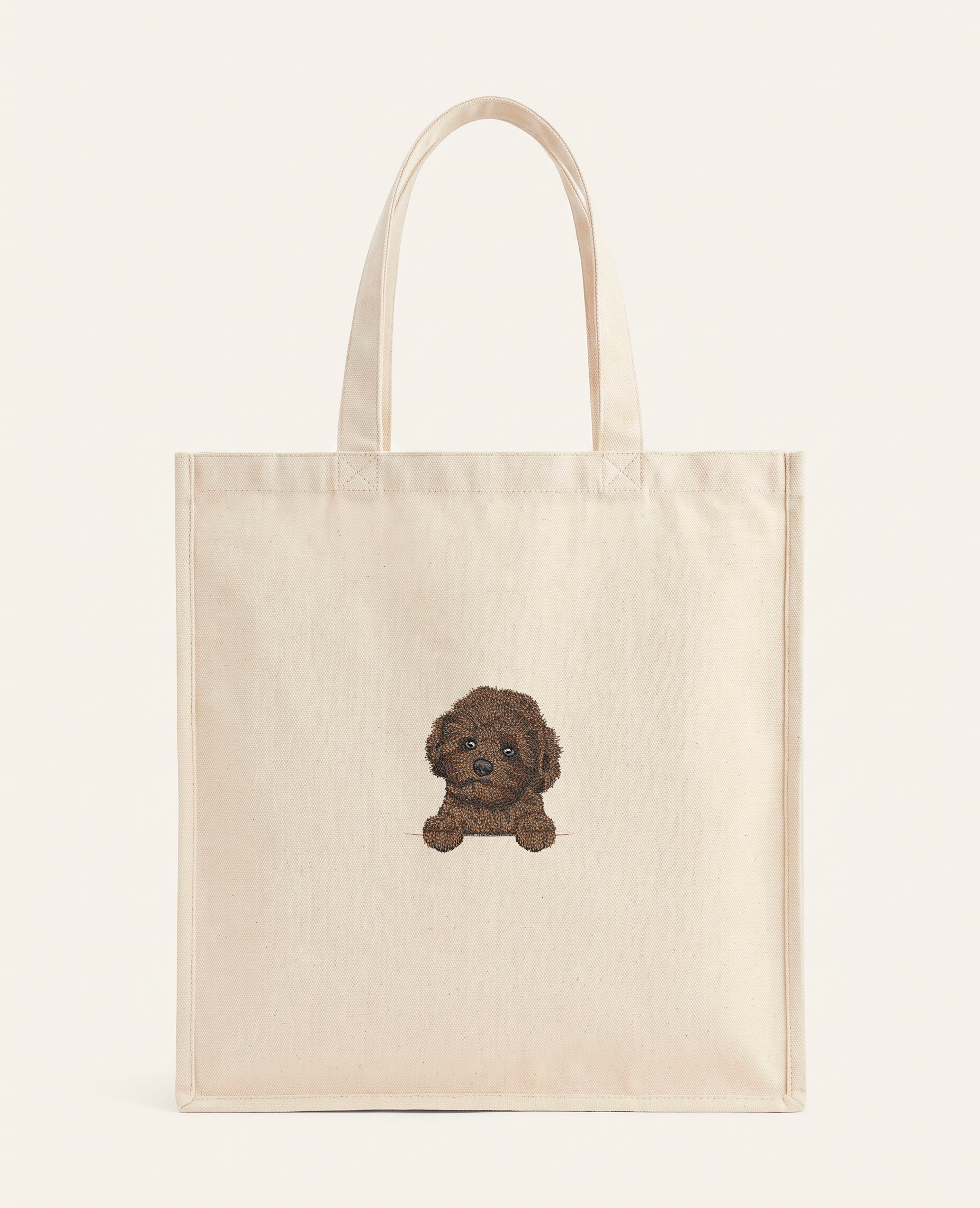 Maltipoo mini (czekoladowy) – torba z haftem, piaskowa