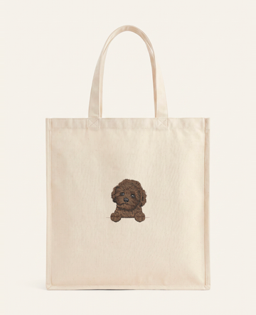 Maltipoo mini (czekoladowy) – torba z haftem, piaskowa