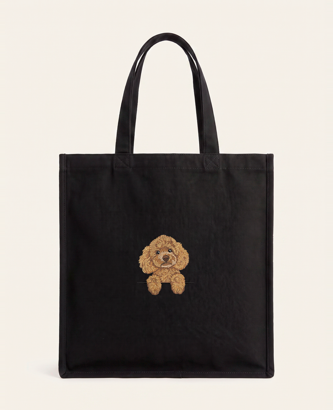 Pudel toy (morelowy) – torba z haftem, piaskowa